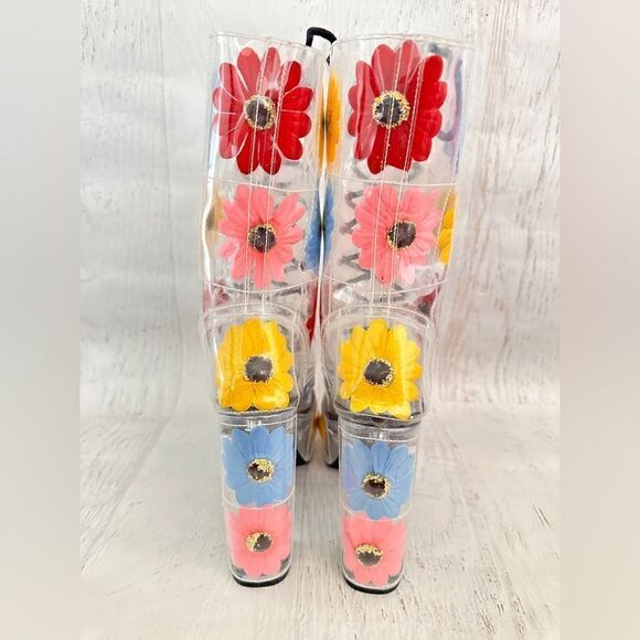 Delia*s Y2k groovy disco get your groove on PVC platform boots Sz 7 - Picture 2 of 11